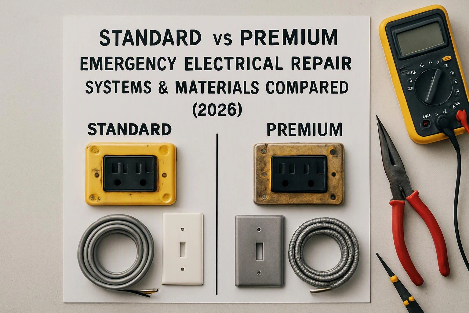 Standard vs Premium Emergency Electrical Repair Systems & Materials Compared (2026)